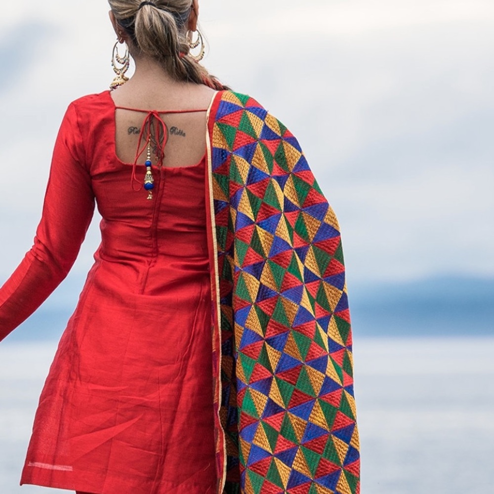 Salwar kameez phulkari style with chunni